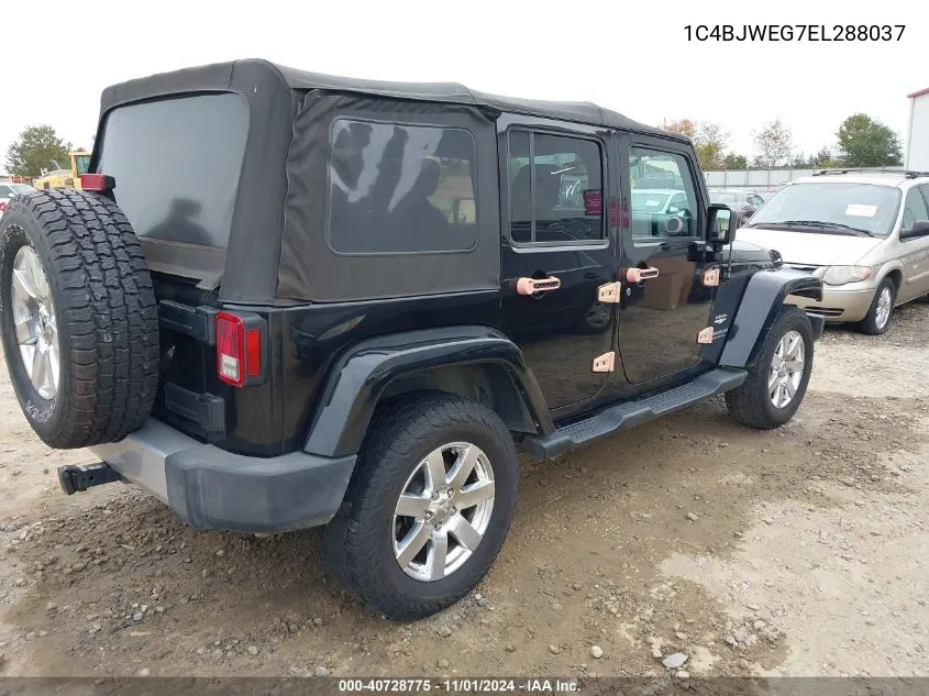 2014 Jeep Wrangler Unlimited Sahara VIN: 1C4BJWEG7EL288037 Lot: 40728775