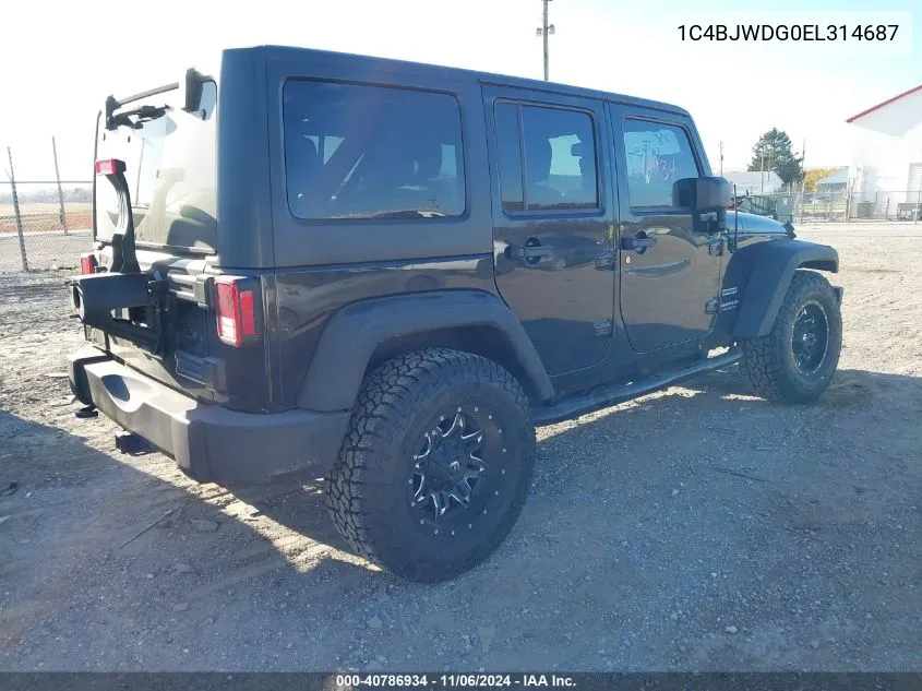 2014 Jeep Wrangler Unlimited Sport VIN: 1C4BJWDG0EL314687 Lot: 40786934