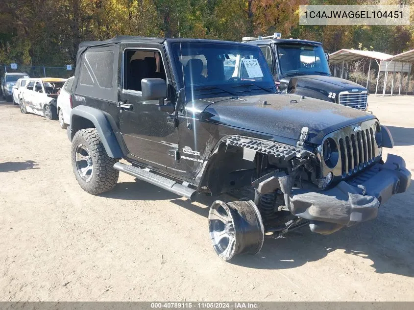 2014 Jeep Wrangler Sport VIN: 1C4AJWAG6EL104451 Lot: 40789115