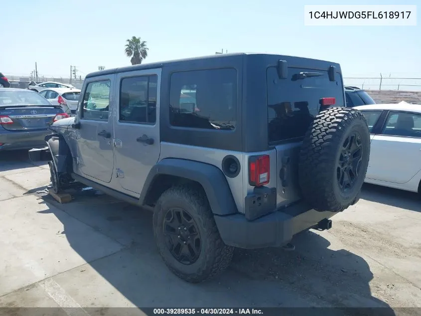 2015 Jeep Wrangler Unlimited Willys Wheeler VIN: 1C4HJWDG5FL618917 Lot: 39289535