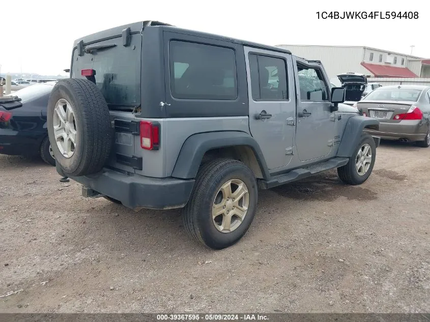 1C4BJWKG4FL594408 2015 Jeep Wrangler Unlimited Sport Rhd