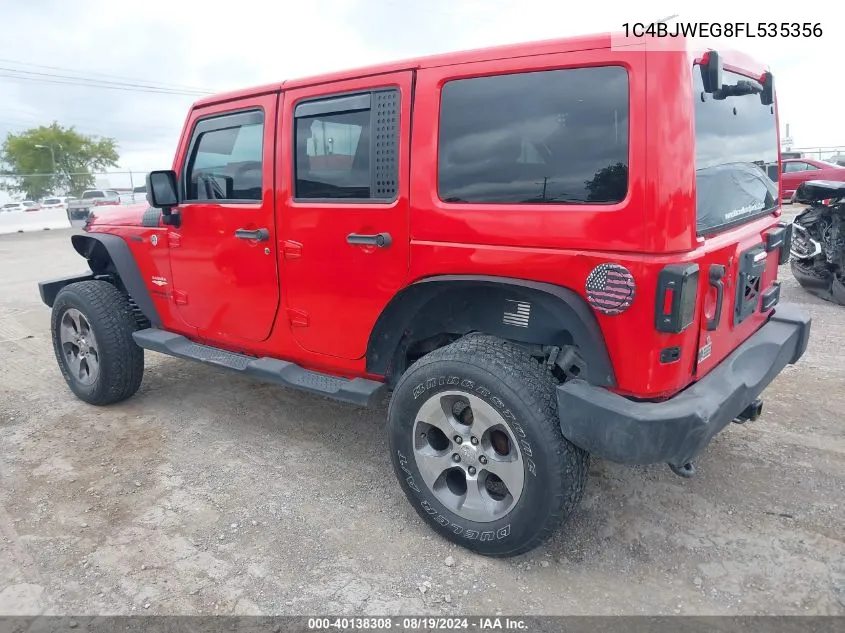 2015 Jeep Wrangler Unlimited Sahara VIN: 1C4BJWEG8FL535356 Lot: 40138308