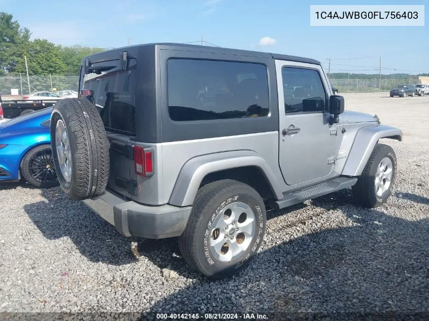 2015 Jeep Wrangler Sahara VIN: 1C4AJWBG0FL756403 Lot: 40142145