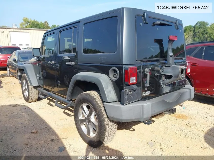 2015 Jeep Wrangler Unlimited Sport VIN: 1C4BJWDGXFL765742 Lot: 40211758