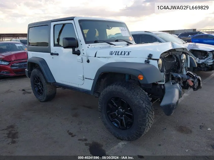 2015 Jeep Wrangler Willys Wheeler VIN: 1C4AJWAG2FL669829 Lot: 40241590