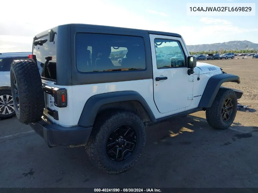 2015 Jeep Wrangler Willys Wheeler VIN: 1C4AJWAG2FL669829 Lot: 40241590