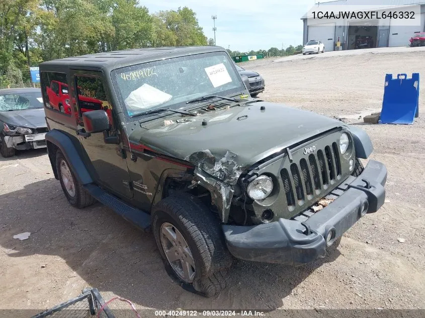 2015 Jeep Wrangler Sport VIN: 1C4AJWAGXFL646332 Lot: 40249122