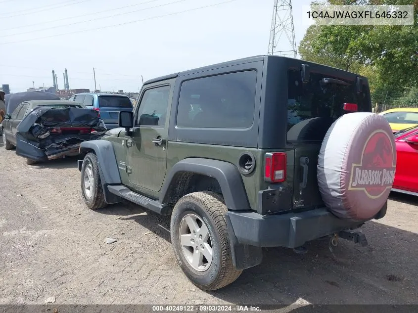 2015 Jeep Wrangler Sport VIN: 1C4AJWAGXFL646332 Lot: 40249122