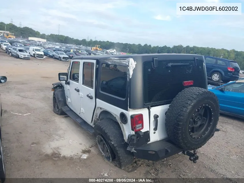 1C4BJWDG0FL602002 2015 Jeep Wrangler Unlimited Sport