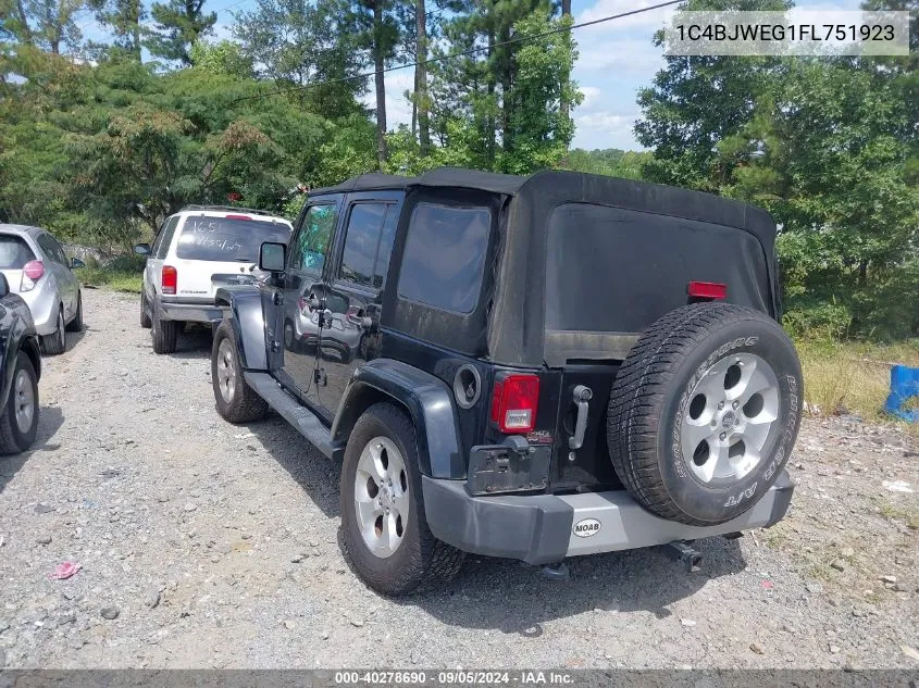 2015 Jeep Wrangler Unlimited Sahara VIN: 1C4BJWEG1FL751923 Lot: 40278690