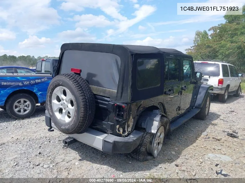 2015 Jeep Wrangler Unlimited Sahara VIN: 1C4BJWEG1FL751923 Lot: 40278690