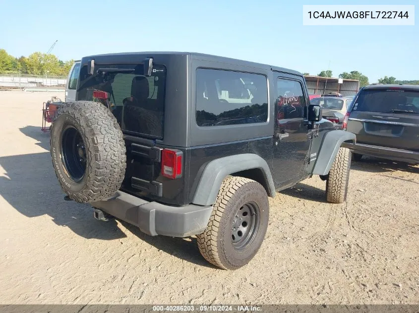 2015 Jeep Wrangler Sport VIN: 1C4AJWAG8FL722744 Lot: 40286203