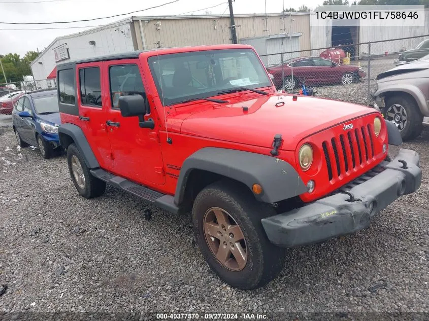 1C4BJWDG1FL758646 2015 Jeep Wrangler Unlimited Sport