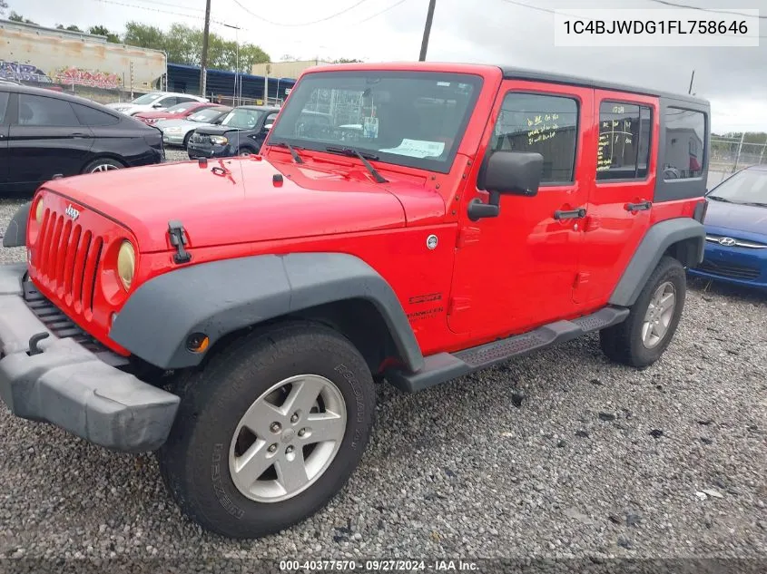 2015 Jeep Wrangler Unlimited Sport VIN: 1C4BJWDG1FL758646 Lot: 40377570