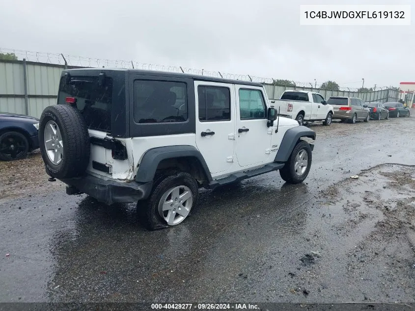 2015 Jeep Wrangler Unlimited Sport VIN: 1C4BJWDGXFL619132 Lot: 40429277