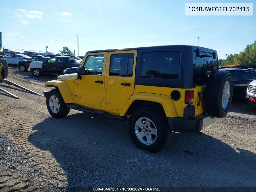 2015 Jeep Wrangler Unlimited Sahara VIN: 1C4BJWEG1FL702415 Lot: 40447251