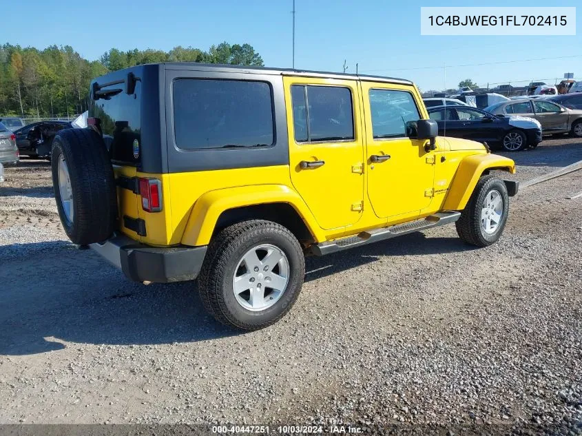 2015 Jeep Wrangler Unlimited Sahara VIN: 1C4BJWEG1FL702415 Lot: 40447251