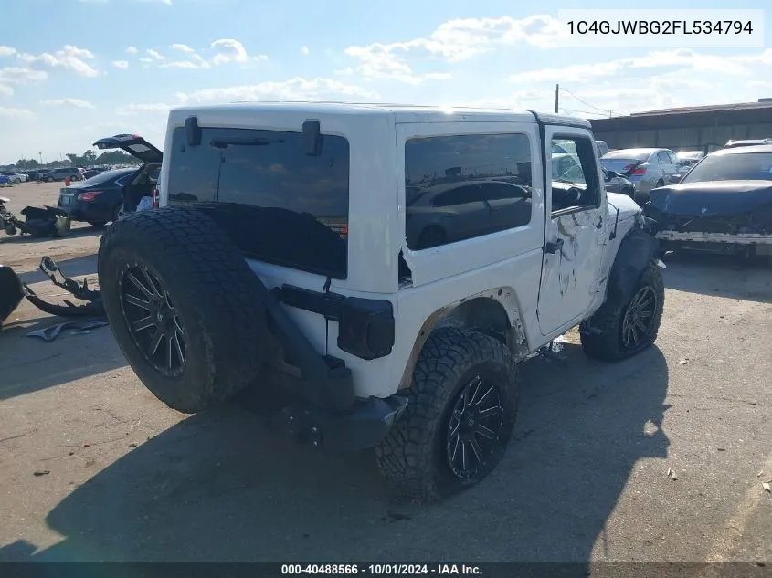 2015 Jeep Wrangler Sahara VIN: 1C4GJWBG2FL534794 Lot: 40488566