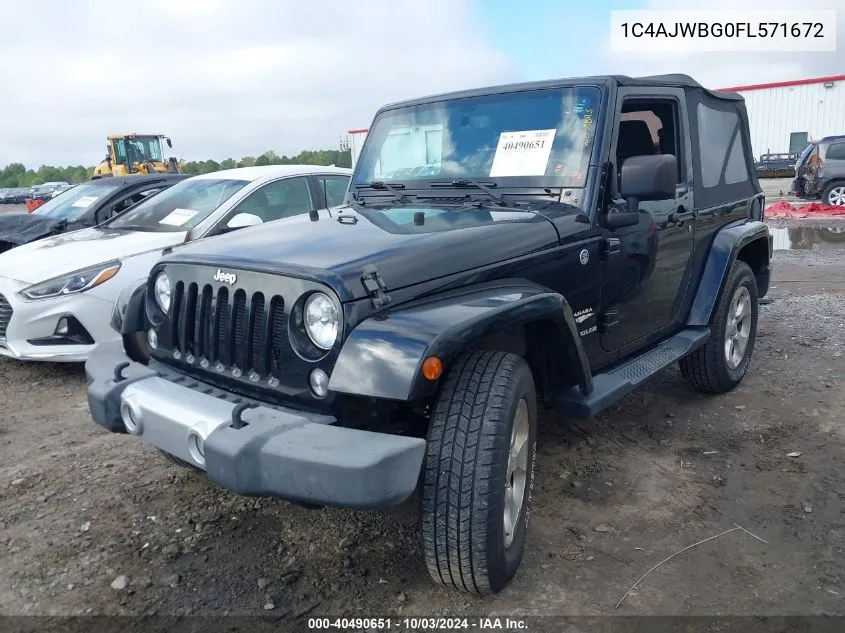 2015 Jeep Wrangler Sahara VIN: 1C4AJWBG0FL571672 Lot: 40490651