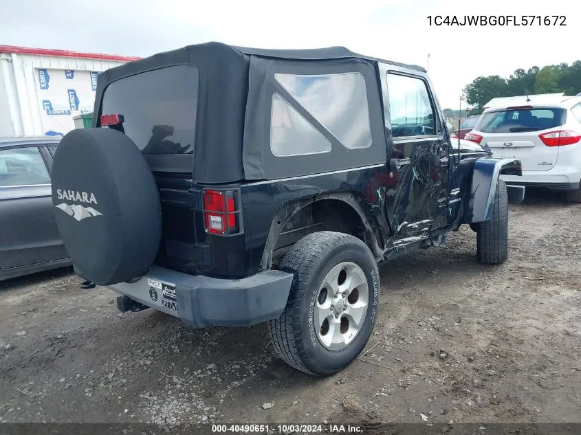 2015 Jeep Wrangler Sahara VIN: 1C4AJWBG0FL571672 Lot: 40490651