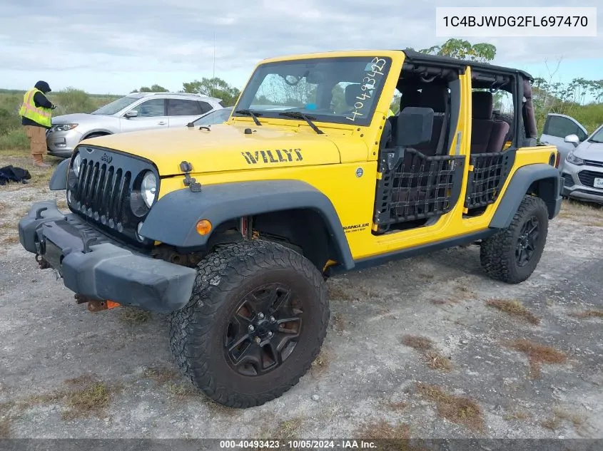 2015 Jeep Wrangler Unlimited Sport VIN: 1C4BJWDG2FL697470 Lot: 40493423