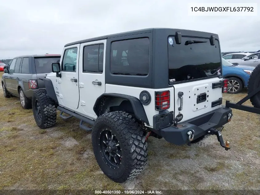 2015 Jeep Wrangler Unlimited Sport VIN: 1C4BJWDGXFL637792 Lot: 40501350