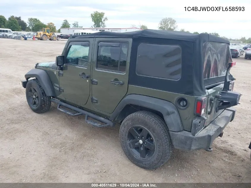 1C4BJWDGXFL658593 2015 Jeep Wrangler Unlimited Sport