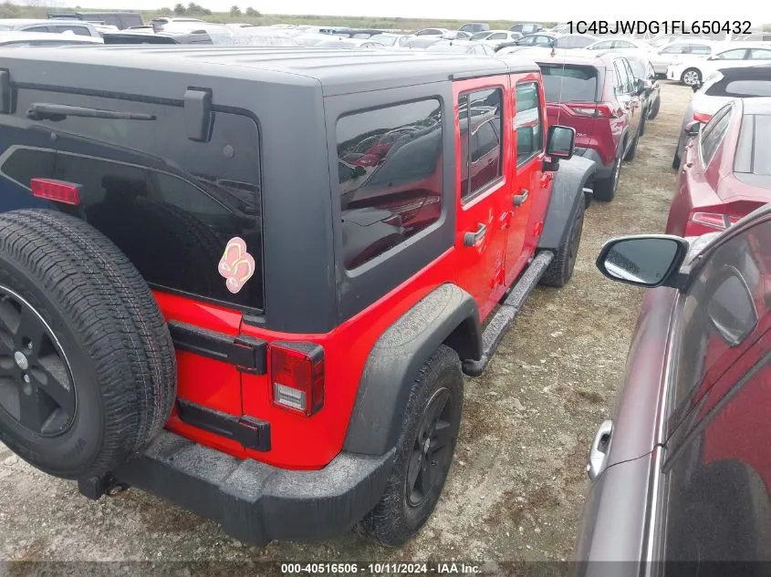 2015 Jeep Wrangler Unlimited Sport VIN: 1C4BJWDG1FL650432 Lot: 40516506