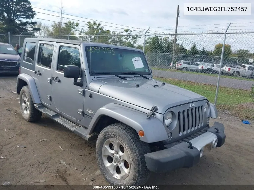 2015 Jeep Wrangler Unlimited Sahara VIN: 1C4BJWEG3FL752457 Lot: 40519153