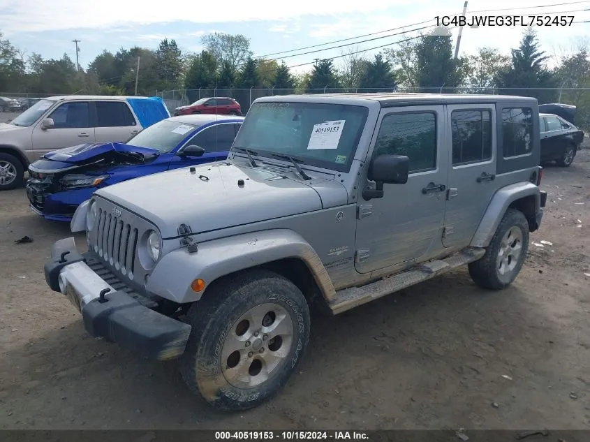 2015 Jeep Wrangler Unlimited Sahara VIN: 1C4BJWEG3FL752457 Lot: 40519153