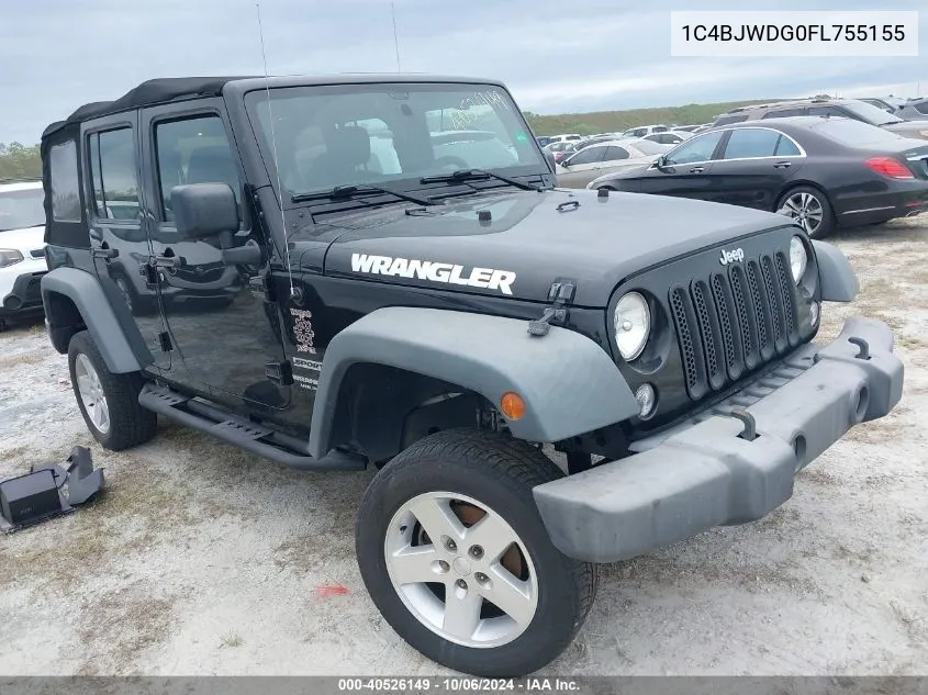 2015 Jeep Wrangler Unlimited Sport VIN: 1C4BJWDG0FL755155 Lot: 40526149