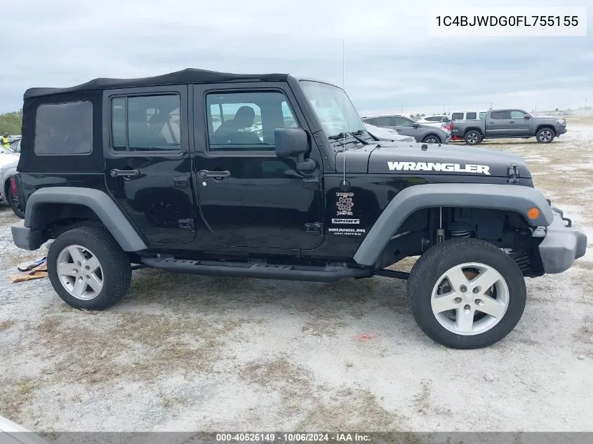 2015 Jeep Wrangler Unlimited Sport VIN: 1C4BJWDG0FL755155 Lot: 40526149