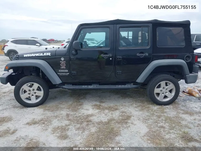 2015 Jeep Wrangler Unlimited Sport VIN: 1C4BJWDG0FL755155 Lot: 40526149