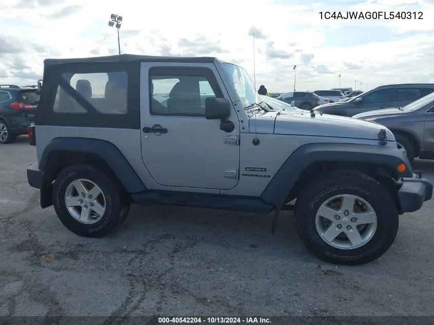 2015 Jeep Wrangler Sport VIN: 1C4AJWAG0FL540312 Lot: 40542204