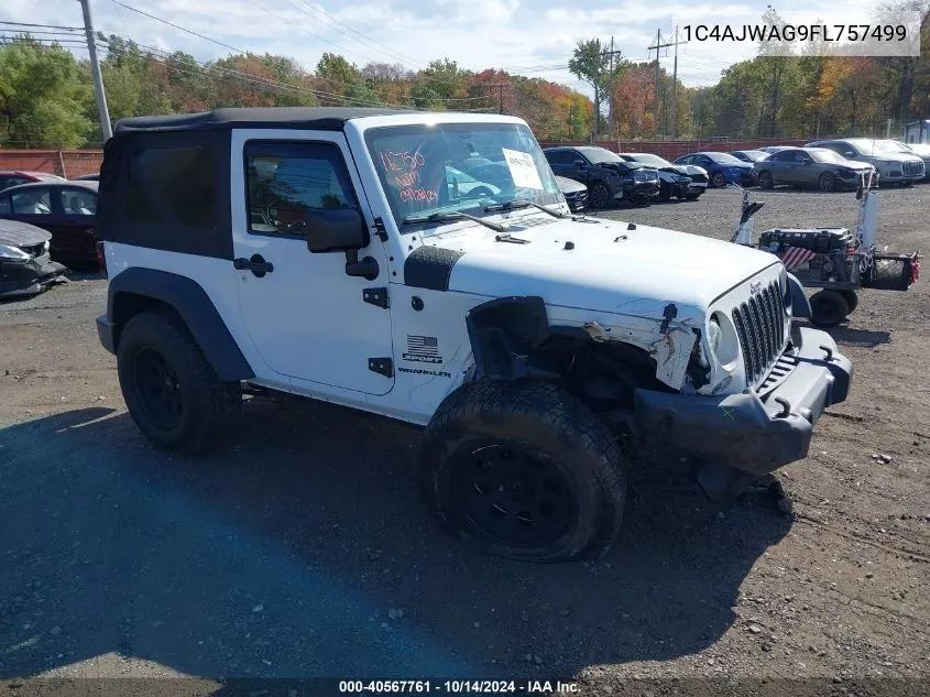 2015 Jeep Wrangler Sport VIN: 1C4AJWAG9FL757499 Lot: 40567761