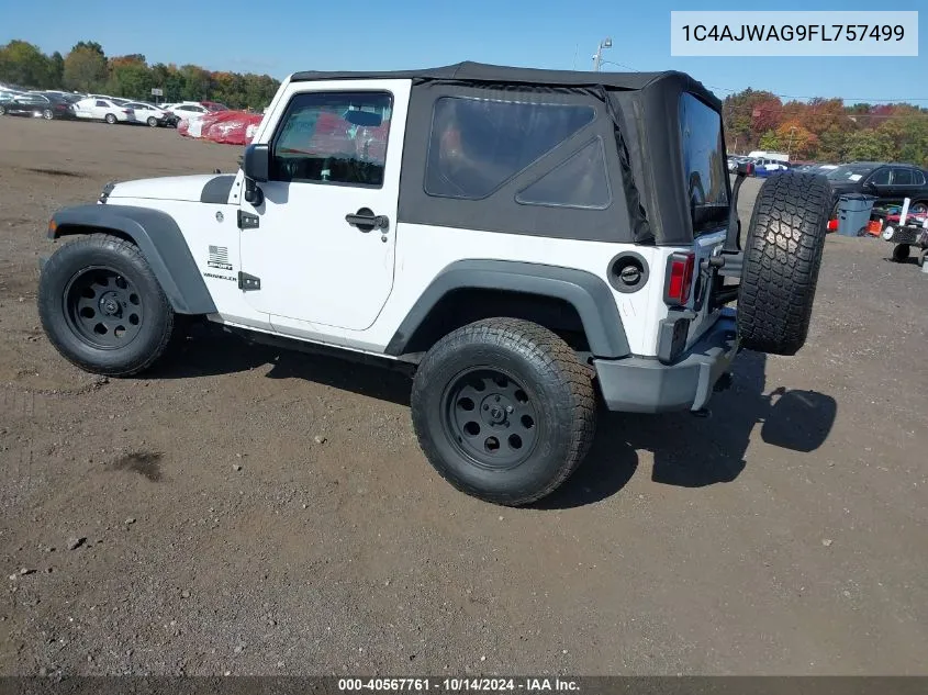 2015 Jeep Wrangler Sport VIN: 1C4AJWAG9FL757499 Lot: 40567761