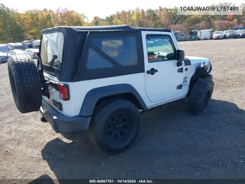 2015 Jeep Wrangler Sport VIN: 1C4AJWAG9FL757499 Lot: 40567761