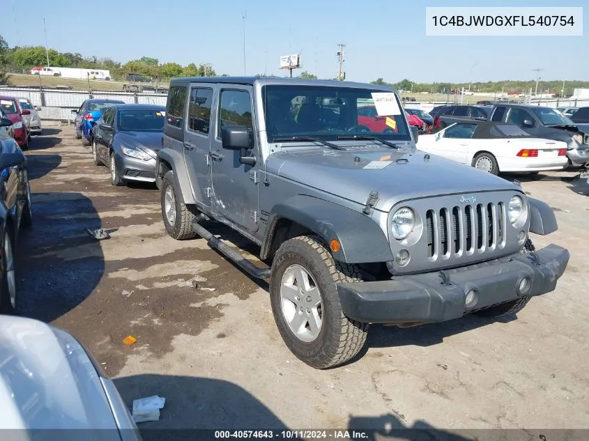 2015 Jeep Wrangler Unlimited Sport VIN: 1C4BJWDGXFL540754 Lot: 40574643