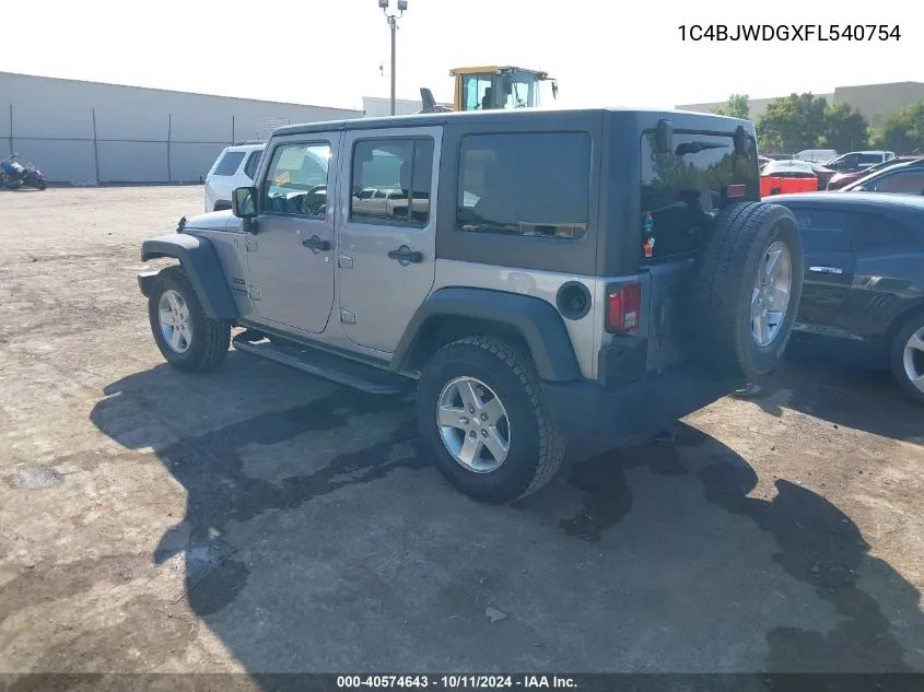 2015 Jeep Wrangler Unlimited Sport VIN: 1C4BJWDGXFL540754 Lot: 40574643