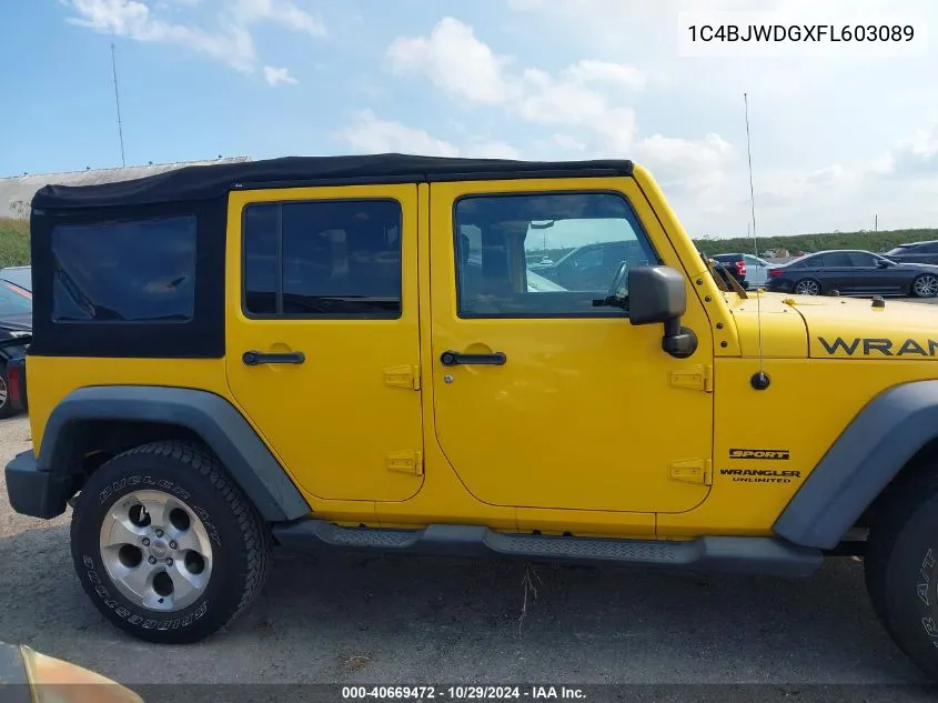 2015 Jeep Wrangler Unlimited Sport VIN: 1C4BJWDGXFL603089 Lot: 40669472