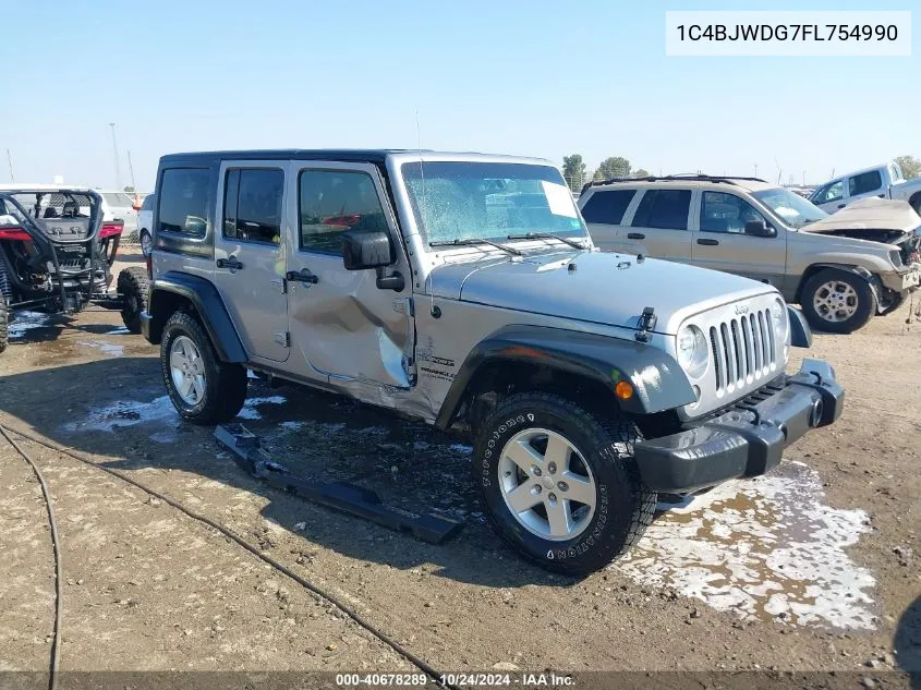 2015 Jeep Wrangler Unlimited Sport VIN: 1C4BJWDG7FL754990 Lot: 40678289