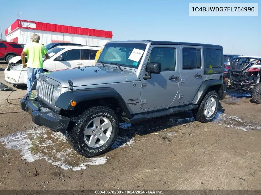 2015 Jeep Wrangler Unlimited Sport VIN: 1C4BJWDG7FL754990 Lot: 40678289