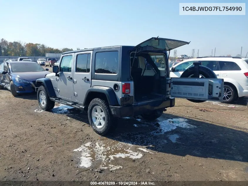 2015 Jeep Wrangler Unlimited Sport VIN: 1C4BJWDG7FL754990 Lot: 40678289