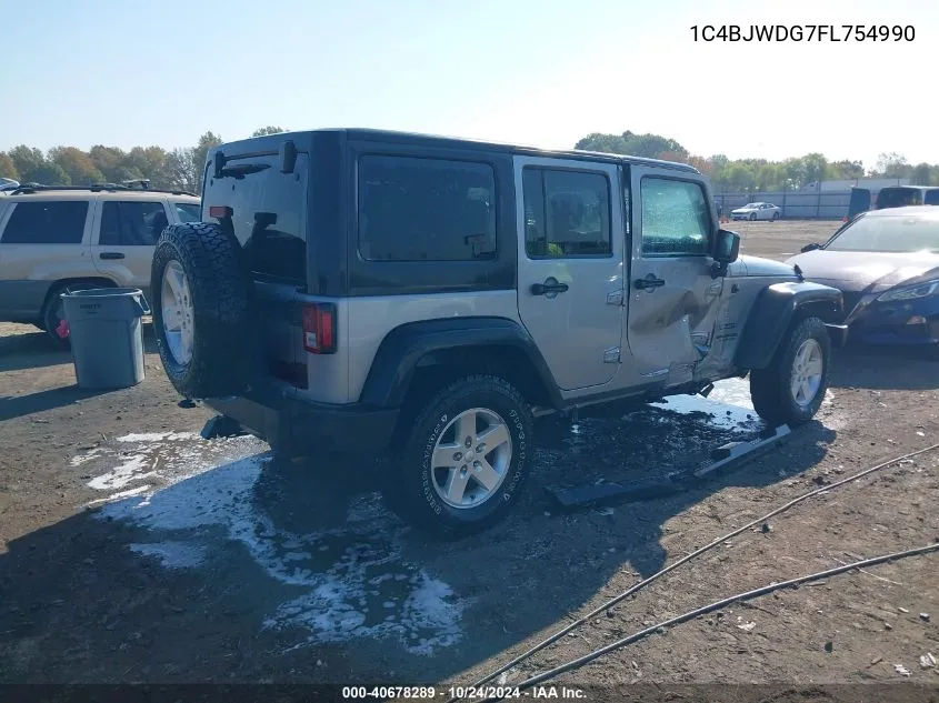 2015 Jeep Wrangler Unlimited Sport VIN: 1C4BJWDG7FL754990 Lot: 40678289