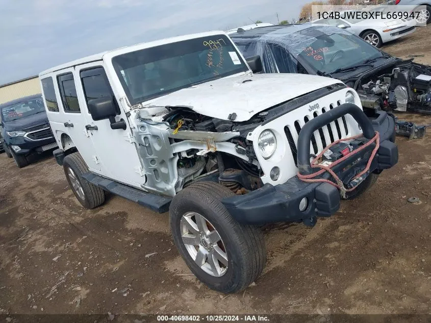 2015 Jeep Wrangler Unlimited Sahara VIN: 1C4BJWEGXFL669947 Lot: 40698402