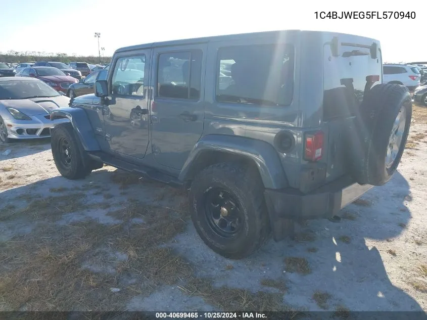 2015 Jeep Wrangler Unlimited Sahara VIN: 1C4BJWEG5FL570940 Lot: 40699465