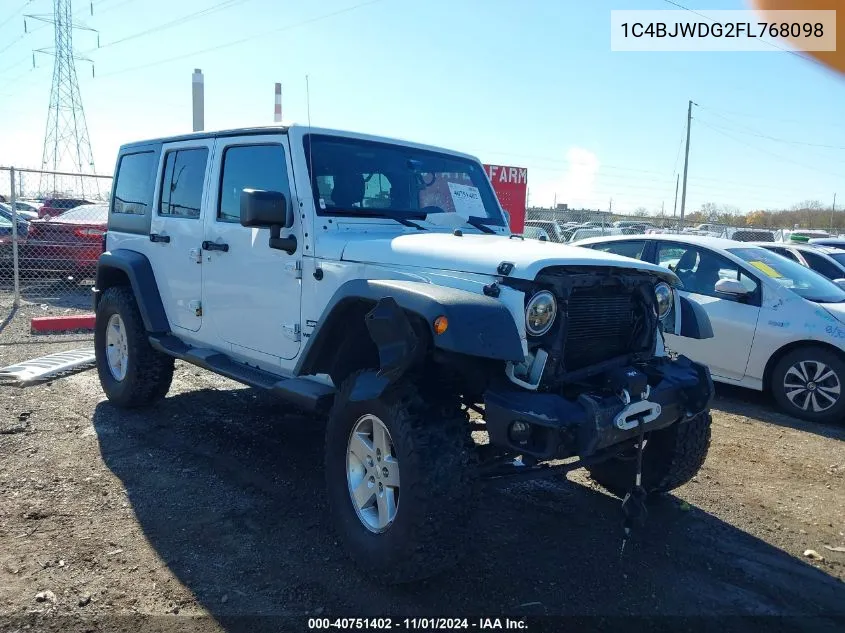 2015 Jeep Wrangler Unlimited Sport VIN: 1C4BJWDG2FL768098 Lot: 40751402