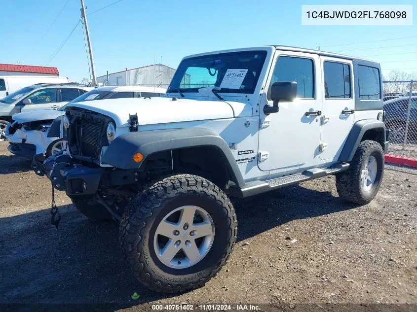 2015 Jeep Wrangler Unlimited Sport VIN: 1C4BJWDG2FL768098 Lot: 40751402