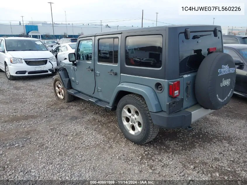 2015 Jeep Wrangler Unlimited Sahara VIN: 1C4HJWEG7FL560226 Lot: 40851869