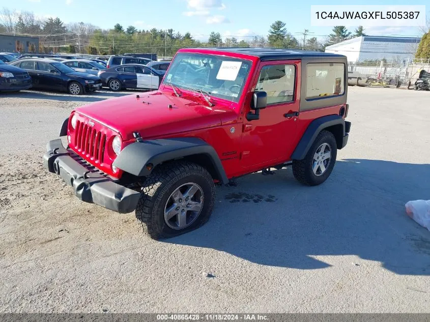 2015 Jeep Wrangler Sport VIN: 1C4AJWAGXFL505387 Lot: 40865428